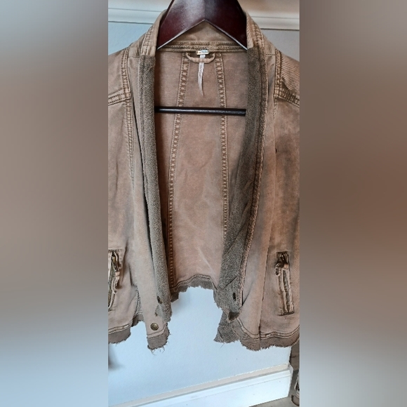 Free People Women's Moto Jacket Size S Taupe - Picture 3 of 6